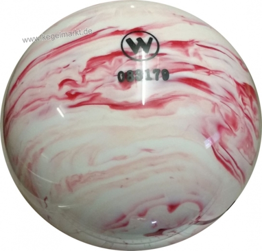 Kegelkugel Vollkugel 160mm rot/weiss marmoriert Typ Winner