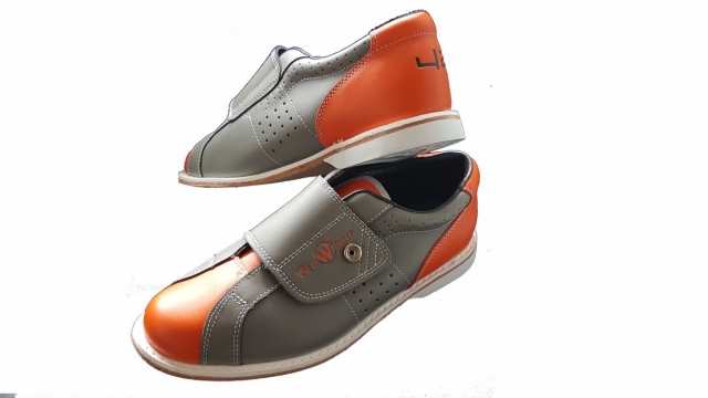 Bowling Schuhe Be a Winner orange/grau Klettverschluss versch Größen EU 24-51 